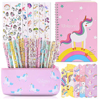 1 x RAW Customer Returns Faburo Unicorn Stationery, 20pcs Unicorn Pens, Cute Gift, 1 Notebook for School Supplies, 6pcs Stickers Gift Birthday Kids Girls - RRP €16.8