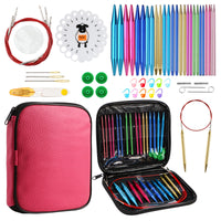 1 x RAW Customer Returns JOZEA 37pcs aluminum circular knitting needles set with ergonomic handles, 13 size interchangeable crochet hooks - RRP €41.03