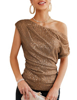 1 x RAW Customer Returns GRACE KARIN Women s Sequin Top, Glitter, Brown, XL - RRP €45.26