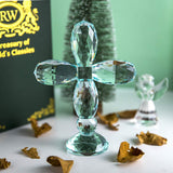 1 x Brand New H D Hyaline Dora Crystal Cross Standing Colorful Traditional Cross Figure 17.8 cm High Glass Craft Decoration for Christmas Gifts Cyan Blue  - RRP €20.4