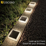 1 x RAW Customer Returns Lacasa Solar Garden Lights, 4 Pack 30LM LED Solar Lamp Outdoor IP68 Waterproof Path Lights Auto On Off Solar Light for Deck Step Driveway Stairs, Natural White 4000K Square - RRP €38.99