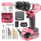 1 x RAW Customer Returns Hi-Spec 58-piece 18V cordless drill in pink with S2 bit set. DIY cordless screwdriver, drill for metal, drywall, wood and plastic in pink case - RRP €62.99