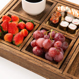 1 x RAW Customer Returns Yangbaga tray serving tray 7 pieces made of wood, with handles, rectangular tray for dishes, drinks, breakfast tray, serving tray party reception or decorative tray - RRP €30.24