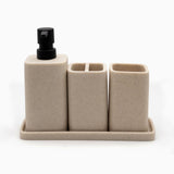 1 x RAW Customer Returns zccz Beige Bathroom Accessory Set - Complete Bathroom Accessory Set - Soap Dispenser, Toothbrush Holder, Bathroom Tray - Bathroom Organizer - RRP €31.18