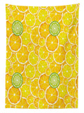 1 x RAW Customer Returns ABAKUHAUS Fruit Tablecloth, Lemon Orange Circles, Personalized Print Clear Colors without Fading Washable for Outdoor Area, 55 x 95 inch, White Green - RRP €22.14