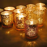 1 x RAW Customer Returns Vohocandle tealight holder gold, set of 12 glass candle holders, bulk pack for table centerpieces at weddings, tealight holder made of mercury glass 5.5cm x 6.5cm, W H  - RRP €22.18