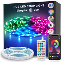 1 x RAW Customer Returns LED Strip 20m, Bluetooth LED Strip Self-Adhesive, RGB LED Tape with Remote Control and APP, Color Change with Music, Dimmable LED Fairy Lights for Home, Bedroom, Kitchen, Ceiling, Party - RRP €18.99