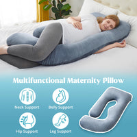 1 x RAW Customer Returns puredown G-shaped maternity pregnancy side sleeper pillow, nursing pillow with removable cover, 81 142cm, blue - RRP €59.99