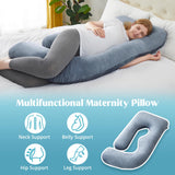 1 x RAW Customer Returns puredown G-shaped maternity pregnancy side sleeper pillow, nursing pillow with removable cover, 81 142cm, blue - RRP €59.99