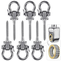 1 x RAW Customer Returns BeneLabel 6pcs Hanging Screw 12.7cm Hammock Swing Hanger, Swivel Stainless Steel Mounting Bearing Set for Indoor Outdoor Playground Chair Yoga Rope Punching Bag Sandbag, 1500lbs - RRP €41.35