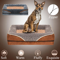 1 x Brand New Dog bed cat bed ergonomic dog sofa, dog cushion, dog basket, soft padding, cover removable and washable, dog couch with high edge for small and medium-sized dogs cats, brown L - RRP €32.99