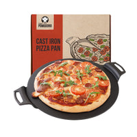 2 x RAW Customer Returns Chef Pomodoro - Pizza tray - 38 cm - WITH PROFESSIONAL HANDLES - Large round pizza pan for all kinds of pizzas - Perfect as a coated pizza pan for the oven, grill hobby baker - RRP €78.1