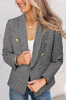 1 x RAW Customer Returns CZIMOO Women s Blazer Elegant Business Suit Jacket 3 4 Sleeve Open Front Jacket Office Blazer Suit with Button Houndstooth XL - RRP €36.29