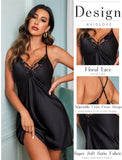 1 x RAW Customer Returns Avidlove Body Women Sexy Nightdress Lace Underwear Curvy Negligee Satin Backless Babydoll Black M - RRP €21.17