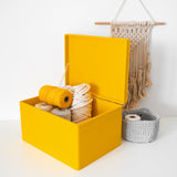 1 x RAW Customer Returns Creative Deco XXL Yellow Large Wooden Box with Lid 40x30x24 cm -1cm Wooden Chest Memory Box Baby Wooden Box with Lid Box Easter Gifts Children Toys Tools RAW, UNPOLISHED - RRP €40.28