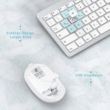 1 x RAW Customer Returns Keyboard Mouse Set Wireless, seenda Ultra-Thin Rechargeable Wireless Keyboard, Ergonomic Keyboard Mouse with Silicone Dust Protection for PC Laptop Smart TV, QWERTZ Layout White and Silver - RRP €37.55