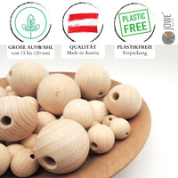 3 x RAW Customer Returns JOWE wooden ball made of beech 50 mm with hole 15 pieces - wooden ball made in Austria - RRP €59.01