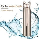 1 x RAW Customer Returns Cute Cat Shape Stainless Steel Insulated Water Bottle for Women and Kids Golden  - RRP €20.16