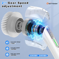 1 x RAW Customer Returns 7 in 1 Electric Scrubber Brush, 420 RPM Powerful Cleaning, 1.5 Hours, Dual Speed, with Extension Arm for Kitchen, Car, Tile, Wall, Floor, Shower - RRP €59.9