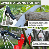 1 x RAW Customer Returns Telescopic branch shears with branch saw, 82-448cm branch saw with telescopic handle, adjustable length rope pull garden saw tree saw, lightweight stainless steel telescopic saw pole pruner,  - RRP €42.35