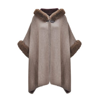 1 x RAW Customer Returns ZLYC Women Winter Faux Fur Stole Hooded Shawl - RRP €54.99