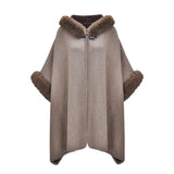 1 x RAW Customer Returns ZLYC Women Winter Faux Fur Stole Hooded Shawl - RRP €54.99