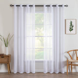 1 x RAW Customer Returns MIULEE Set of 2 Sheer Voile Curtains with Eyelets Transparent Curtains Made of Voile Polyester Eyelet Curtain Transparent Living Room Airy Decorative Curtain for Bedroom 140 X 225 cm W x H , Grommet Top White - RRP €24.26