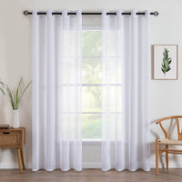 1 x RAW Customer Returns MIULEE Set of 2 Sheer Voile Curtains with Eyelets Transparent Curtain Made of Voile Polyester Eyelet Curtain Transparent Living Room for Bedroom 140 X 235 cm W x H White - RRP €32.99