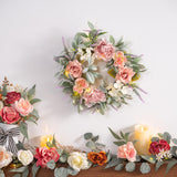 1 x RAW Customer Returns Valery Madelyn artificial flower wreath, 45.7cm door wreath with LED light, artificial flower decoration spring decoration for home, parties, doors, weddings gift for spring - RRP €24.11