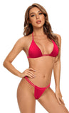 1 x RAW Customer Returns SHEKINI Women s Bikini Set Classic Triangle Bikini Top Adjustable Ties Up Bikini Bottoms Sexy Ruched Beach Bikini S, Raspberry Red F  - RRP €33.26