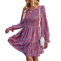 1 x RAW Customer Returns YNIQUE Women Dresses Casual Bohemian Long Sleeve Floral Short Mini Autumn Beach Swing Dress - RRP €41.22