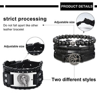 1 x RAW Customer Returns Adramata 14Pcs Bracelet Men Leather Viking Bracelet Men Punk Bracelet Vintage Gothic Wolf Tree of Life Bracelets Men Viking Jewelry Set Leather Bracelet Men Women - RRP €19.67