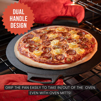 2 x RAW Customer Returns Chef Pomodoro - Pizza tray - 38 cm - WITH PROFESSIONAL HANDLES - Large round pizza pan for all kinds of pizzas - Perfect as a coated pizza pan for the oven, grill hobby baker - RRP €78.1