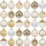 1 x RAW Customer Returns Set of 30 Christmas baubles - Decorative accessories for the Christmas tree - Christmas decorations in gold and white - Different shapes of baubles and a Christmas tree topper - RRP €25.2