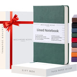 1 x RAW Customer Returns Beechmore Books Notebook lined - A5, Green I Premium hardcover journal book made of vegan leather, 120gsm cream paper, including gift box, for writers, journalists, meetings students - RRP €18.86