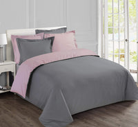 1 x RAW Customer Returns Vision Reversible Duvet Cover, Cotton, Grey Pink, 240 x 220 cm - RRP €35.44