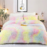 1 x RAW Customer Returns Sacebeleu Plush Bedding Set 135x200cm Colorful Warm Winter Fluffy Flannel Beaver Girls Duvet Cover with Zipper and 1 Pillowcase 80x80cm - RRP €41.34