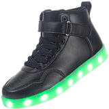 1 x RAW Customer Returns APTESOL Unisex LED Luminous Shoes High-Top Light Flashing Sneakers USB Charging Shoes for Men and Women Black, 40  - RRP €32.56