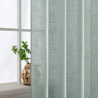 1 x RAW Customer Returns MIULEE curtains loop curtain voile curtain modern linen look semi-transparent for living room bedroom room divider sliding curtain set of 2 stores turquoise 225 x 140 cm - RRP €35.23