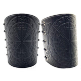 1 x RAW Customer Returns HiiFeuer Viking Vegvisir Embossed Leather Arm Armor 3 Colors LARP Gauntlet Leather Armor Bracer Black  - RRP €20.84