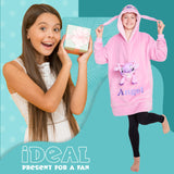 1 x RAW Customer Returns Disney Stitch Hoodie Blanket Kids Girls Sherpa Hooded 3D Ears Kangaroo Pocket Girls Gifts Pink Angel  - RRP €21.49