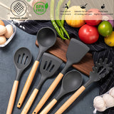 1 x RAW Customer Returns Kitchen utensil set, KagoLing kitchen utensil set, non-stick, heat-resistant kitchen utensil set, silicone with wooden handle, 22 pieces, kitchen utensils, including spoons, tongs, whisk, spatula - RRP €24.99