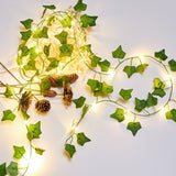 1 x RAW Customer Returns KASZOO 1 piece artificial ivy with fairy lights, 2M ivy garland with 20 LED lights, ivy fairy lights IP65 waterproof battery operated for indoor use, wedding, party decoration - RRP €8.05