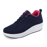 1 x RAW Customer Returns CXWRZB Women s Sneakers Platform with Wedge Heel Sporty Casual Shoes Walking Shoes Blue Navy Red Mesh 37 EU - RRP €40.33