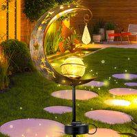 1 x RAW Customer Returns Moon solar lamps for outdoors garden decoration patio decoration, gifts for women, garden light waterproof path light with sun catcher crystal, solar lights for outdoors ball, terrace yard lawn - RRP €21.65