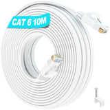 1 x RAW Customer Returns Soibke Cat 6 LAN cable 10 meters, network cable flat 10m internet cable white high-speed WiFi cable thin Gigabit LAN cable RJ45 patch cable high-speed Ethernet cable - RRP €9.99