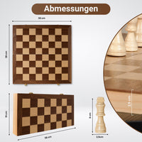 1 x RAW Customer Returns WISELY - High-quality wooden chess game foldable , high-quality wooden chess board with chess pieces chess booklet with opening moves, chess for children and adults, chess board, 38 x 38 cm - RRP €35.24