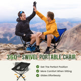 1 x RAW Customer Returns Saimly Upgrade Swivel Camping Chair - Small Portable Collapsible Folding Chair for Adults, Setup in 8 Seconds, Lightweight Outdoor Backpack Chair for Camping, Travel, Support 300 LBS - RRP €71.02