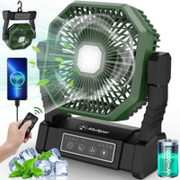 1 x RAW Customer Returns Multper Camping Fan with LED Light, 10000 mAh Rechargeable Outdoor Tent Fan with Hook Remote Control, 4 Speed Powerful USB Table Fan for Fishing Picnic Bedroom - RRP €29.5