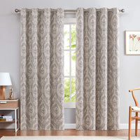 1 x RAW Customer Returns TOPICK Opaque Curtains Heat-Insulated Blackout Curtain with Eyelets Flower Pattern Vintage Linen Look Curtain Lightproof Thermal Curtain for Living Room Bedroom 2 Pieces 130 x 225 cm W x H Gray - RRP €49.4